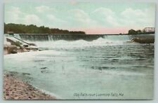 Livermore Falls Maine~Otis Falls~Bridge over Top~c1910 Postcard picture