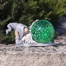 Roman LED GNOME GREEN SOLAR Light Statue With Butterfly-14321 picture