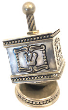 Vintage Judaica Hebrew Dreidel & Base Judaism Israel Jewish Silver Plated picture