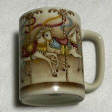 Otagiri Carousel Horses Porcelain Coffee Tea Cup Mug Vintage picture