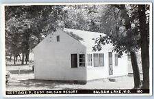 Balsam Lake Wisconsin WI Postcard RPPC Photo Cottage 9 East Balsam Resort 1955 picture