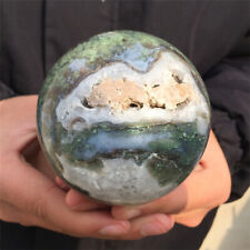 1.65LB Natural Moss Agate Quartz Crystal Ball Reiki Healing Mind Energy Sphere picture