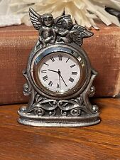 Miniature Cherub Angel Cupid Clock - Mixed Metal - *NOT WORKING NOT TESTED* picture