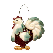 Vintage Rustic Glazed Ceramic Rooster Hanging Home Decor Christmas Tree Ornament picture