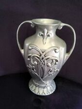 Art Nouveau Vintage Carson Statesmetal Pewter Vase , Twin Handled  7.5” Vase picture