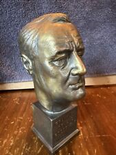 19C Franklin Delano Roosevelt Bust  Bronze Patina Shelter picture