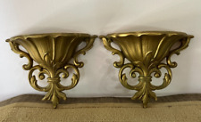 2 Vintage Homeco Planters 1962 Syroco Gold Wall Pockets #4446 Hollywood Regency picture