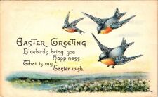 vintage postcard- EASTER GREETING Bluebirds bring you Happiness picture