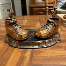 Vintage Bronze Baby Bootie Shoes On Base For Picture Frame picture