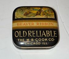 Beaver Ribbon Old Reliable Royal Black&Red 38 Tin Beaver picture