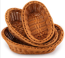 Nesting Wicker Baskets Woven Kitchen for Home Decor Serving Food Oval 3 Piece picture