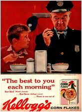 1959 Kellogg's Corn Flakes Cereal Vintage Print Ad Just Between Us Men Policeman picture