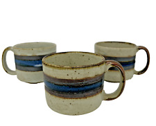 Otagiri Horizon Stoneware Mugs Cups 8oz Brown Blue Speckled 1970’s Vintage Japan picture