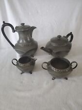 1930s English Hand Hammered Pewter Set picture