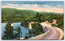 Original Vintage Antique Postcard Bridge Road Landscape Tallulah Falls, Georgia picture
