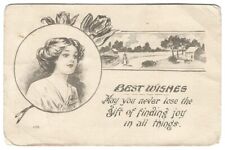 CHEROKEE KS Vintage Postcard BEST WISHES Gift Of Finding Joy NORTH BRANCH KANSAS picture