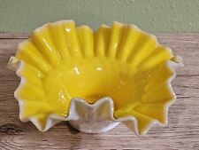 Fenton 1950's Yellow Overlay milk glass Hobnail Goldenrod Glass Bowl NICE picture