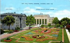 Jackson, MS - City Hall Floral Gardens Linen Postcard Unposted Court House picture