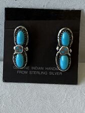 classic Turquoise Snake Sterling Earrings design Zuni by Effie C Post E3081 picture