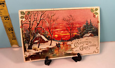 1910 Beautiful Christmas Scene-Christmas Greetings Postcard. picture