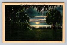 Panama City FL-Florida, Moonlight On St Andrews Bay, Antique, Vintage Postcard picture