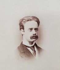 Cabinet Card Victorian Dapper Gentleman Thick Mustache Head Shot G.E. Adler Vtg picture