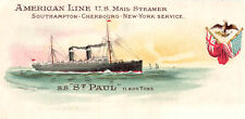 American Line Steamer St Paul Trans Atlantic Postcard picture