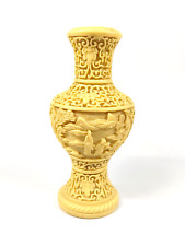 Cinnabar Vase - Cast Resin - Asian Motif - 7 Inches - Made In Italy picture
