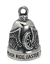 Stainless Steel Ride Bell, Gremlin Bell, Spirit Bell Motorcycle Wheel Winged 29 picture