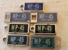 1940-50s OHIO Miniature License Plate Ident-O-Tag Keychains Fob 7pcs picture