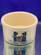 Vintage 1 pint Crock Roseville Ohio  RRP Co. Amish Boy And Girl Apples 4