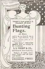 1896 Art Nouveau Print Ad~S.S.Thorp BUNTING FLAGS Old Glory USA 45 Stars July4th picture