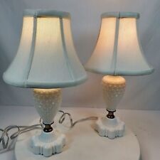 Vintage Mid Century Milk Glass Table Lamp SET of 2 w/ Bell Shades REWIRED picture