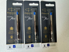 NEW GENUINE Parker Quink Flow Ball Point Pen Refill BLUE Ink MEDIUM 3 PK FRANCE picture