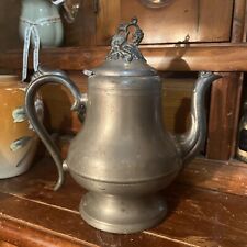 Antique Pewter Teapot Coffee Pot Morey & Smith Warranted Boston 7 Rare picture