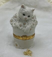 Lenox Treasures Porcelain - The Inquisitive Kitten Trinket Box with Gold Charm picture