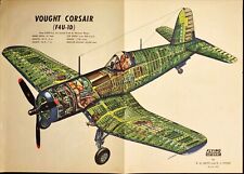 1945 Vought Corsair F4U -1D Flying Cutaway Vintage 2 Page Magazine Print picture