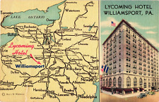 Lycoming Hotel WILLIAMSPORT Pennsylvania Map Postcard picture