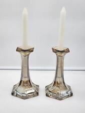 2) EAPG Flint Bronze Blown Glass Taper 6 Side PILLAR Candle Stick Holders 7.25
