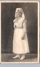 RED CROSS NURSE UNIFORM PORTRAIT c1920 WW1 real photo postcard rppc woman picture