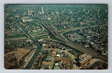 Los Angeles CA-California, Aerial LA Freeway System, Vintage c1963 Postcard picture
