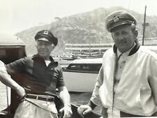 P4 Photograph Two Handsome Old Men Gentlemen Sailor Captains Hat Dock Boat picture