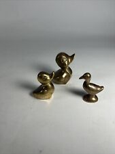Vintage Solid Brass Duck  Figurines Lot Of  3 / Paperweights, Decor picture