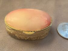 Vintage Gold Tone Miniature Metal Pill Box - Vintage Small Pill Box with Natural picture