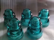  SPECIAL 5 Aqua (Blue/Green)  Hemingray #42 Electrical Glass Insulators picture