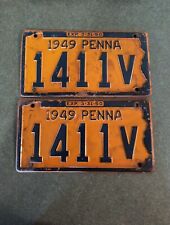 Vintage 1949 Pennsylvania License Plate Matching Pair Penna 1411V picture