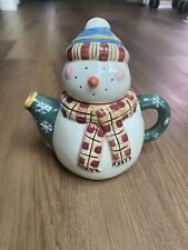 Vintage Sakura China Debbie Mumm Christmas Snowman Ceramic Tea Pot picture