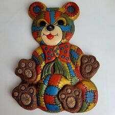 Vintage 1979 Homco Quilted Patchwork Teddy Bear Wall Hanging Child's Nursery 🐻 picture
