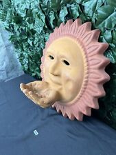 VTG Terracotta Pottery Smiling Sun Wall Plaque 3D Sunshine Garden Decor Sun picture