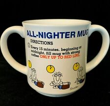 Vtg SANDRA BOYTON 2 Handled All-Nighter Mug Recycled Paper Products Final Exams picture